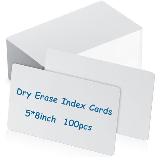 Harloon 100 Pcs Dry Erase Index Cards 5 x 8 Inch Laminated Reusable Dry Erase Note Cards Sheets for Office Home Housework to Do List(White) - color: White, size: 5 x 8 Inch