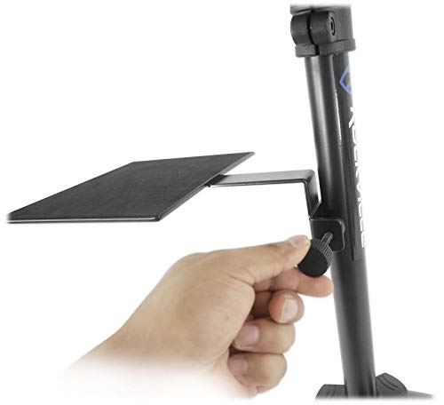Rockville RLS68 Dual-Tray Laptop/Tablet Stand, Adjustable Height 30-51", Foldable, Portable, for DJs, Presenters, and Musicians | 30-51" Height, 22 lb Capacity, 15.75" x 11" Main Tray, 7.8" x 5.5" Side Tray, Angle Adjustment, Folding Steel Frame