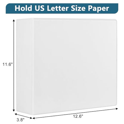 CIXILDTS 3-Inch 3 Ring Binder, Standard 3" Slant-D Ring Binder Fit Letter Size Paper, Presentation View Binders, White, 6-Pack - color: White, size: 3", style: 6-Pack