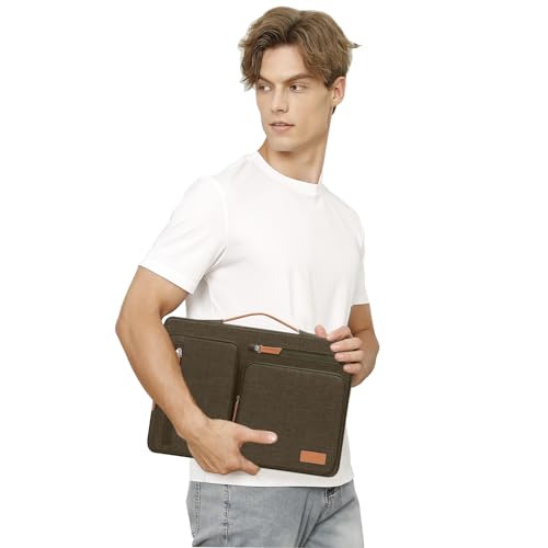 MOSISO 360 Protective Laptop Case 13.3 inch, 13-13.3 inch Laptop Sleeve Compatible with MacBook Air/Pro 13 / Pro 14,HP Dell Acer ASUS,Side Open Carrying Case with 4 Zipper Pockets&Handle, Carob Brown - color: Carob Brown, size: 13.3 inch