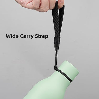Konokyo Insulated Water Bottle with Strap,18 oz Double Wall Stainless Steel Vacuum Bottles Metal Water Flask,Macaron Green - color: Macaron Green, size: 18 Ounces