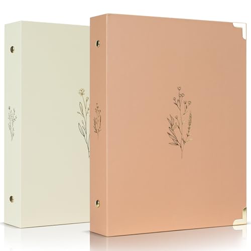Aesthetic 6 Ring A5 Binder Set of 2 - The Perfect Small 0.75 Inch Planner Binder for Journaling or Collections - Refillable Notebook Holder with Pocket - color: Beige-pink