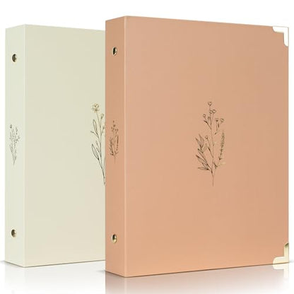 Aesthetic 6 Ring A5 Binder Set of 2 - The Perfect Small 0.75 Inch Planner Binder for Journaling or Collections - Refillable Notebook Holder with Pocket - color: Beige-pink
