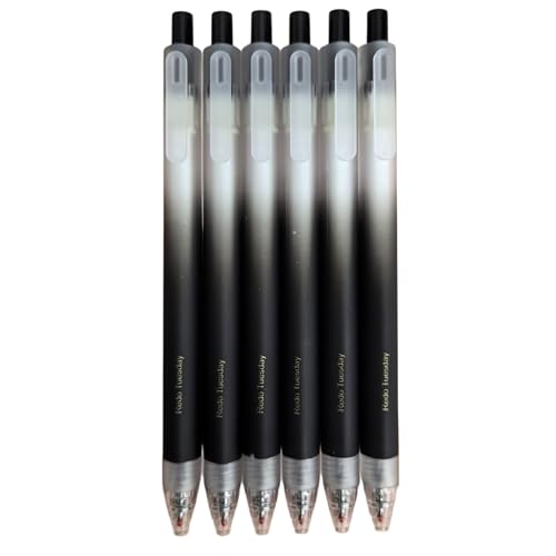 Fengtaiyuan Retractable Gel Pens, 0.5mm Bullet Point Fast Drying Black Ink, Frosted Gradient Triangular Ergonomic Barrel Writing Pens for School Exam Office Note Taking [Pack of 6] - color: BlackFRT01P6