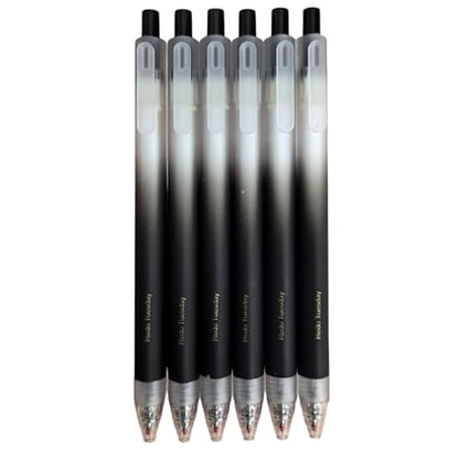 Fengtaiyuan Retractable Gel Pens, 0.5mm Bullet Point Fast Drying Black Ink, Frosted Gradient Triangular Ergonomic Barrel Writing Pens for School Exam Office Note Taking [Pack of 6] - color: BlackFRT01P6
