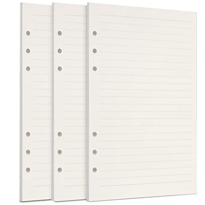 A5 Refill Paper, [3 Pack] Toplive 100GSM Thick Refillable 6 Hole Filler Inserts - 135 Sheets (270 Pages) for 6 Ring Binder Journal Notebook, Lined - style: 3Pack Lined Paper