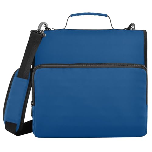 1.5 Inch 3 Rings Zipper Binder with Handle Easy to Carry Portable Portfolio for School/Office Dark Blue - color: Dark Blue