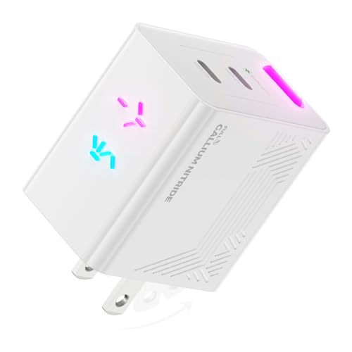 45W GaN Charger, Up to 48% Faster Two-Device Charging, Sustained 45W Dual USB-C Output, Foldable Plug with 360° RGB Status Light & One-Tap Control, for MacBook Air, iPhone 17/16/15, iPad - color: Stardust White