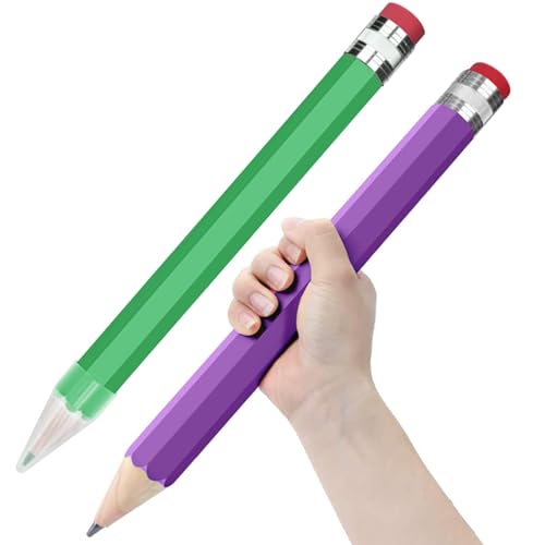 Giant Pencil, 14 Inch Big Jumbo Pencils, Funny Oversized Huge Comically Large Pencil with Cap for Prop/Gifts/Decor(Green/Purple) - color: Green/Purple