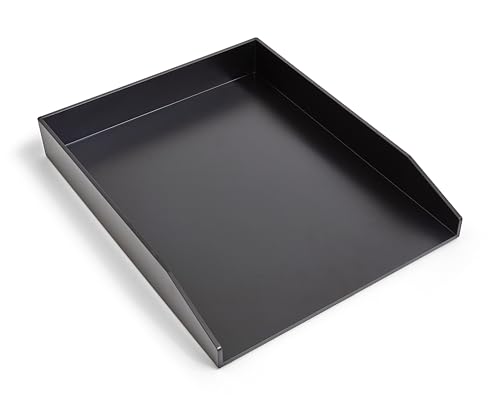 Staples Front‑Load Stackable Plastic Letter Tray, Black, 2‑Pack – Desktop Paper Organizer for Office Files & Documents - size: 1 Pack, style: Letter Tray (Front-Load)