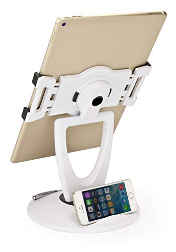 MAX SMART Tablet Stand for POS, Weighted Base Holder for Retail & Reception - color: White