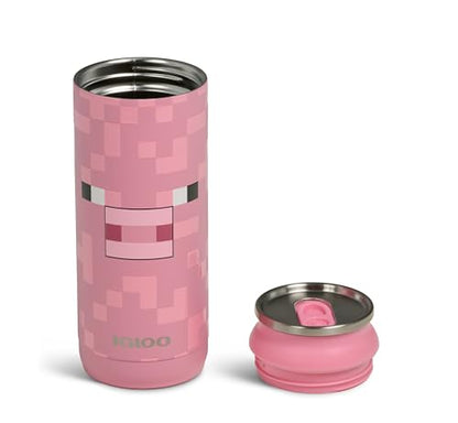 Igloo MineCraft Pig 16 oz Stainless Steel Hydration Can, Insulated Water Bottle, Reusable Travel Mug - color: 16 Oz Pig