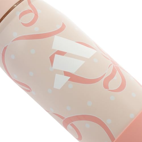 adidas Stainless Steel Metal Water Bottle 20 oz (600 mL) Straw Lid - color: Pink Tint/White/Semi Frozen Turbo Pink/2