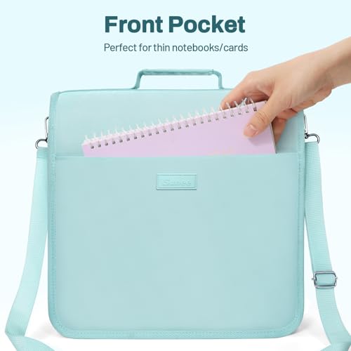 SUNEE Zipper Binder 3 Ring, 3 Inch O-Ring with Handle and Shoulder Strap, 600-Sheet Capacity, 5-Tab Expanding File Folder, Multi-Pockets for Middle School Organizer Binder with Zipper, Sky Blue - color: Sky Blue