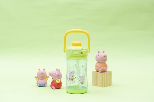 Zak Designs Peppa Pig Beacon Kid Water Bottle for Travel or At Home, 12oz Plastic is Durable and Leak-Proof with Liquid Lock Spout, Cover, Carry Handle, Protective Base (Peppa, George) - color: Peppa Pig