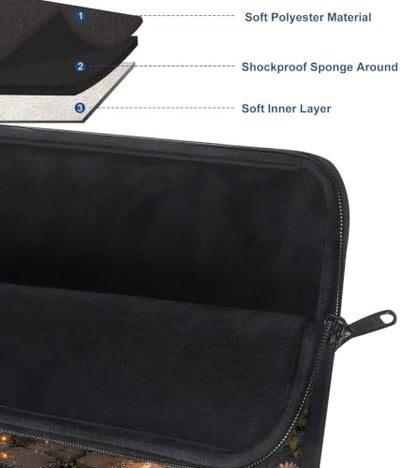 13 Inch Laptop Case Sleeve with Handle, Shockproof Slim Carrying Case | Soft Lining Computer Bag for MacBook Air 13 M3/M2/M1, MacBook Pro 13/14, iPad Pro 13 M4, Black Cat Sunset - color: Black Cat Sunset, size: 13-14 inch