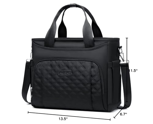 AIJIEKE Large Insulated Lunch Bag for Women Men, Work Lunch Box Tote, Black | Leakproof, durable multi-compartment cooler. Reusable with shoulder strap. Perfect for travel meal prep, picnic, beach - color: Black