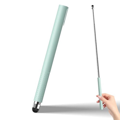 Universal Telescopic Stylus Pen for Touch Screens, Retractable Pointer Stick Stylus with Special Flocking Tip, Pointer Finger Stick, Anti Slip Pen Clip，Green - color: Green
