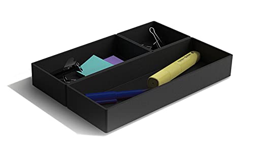 TRU RED Plastic Drawer Organizer Set, 3‑Piece, Black – Modular Desk & Drawer Storage for Office Supplies - size: 1 Pack, style: Drawer Tray
