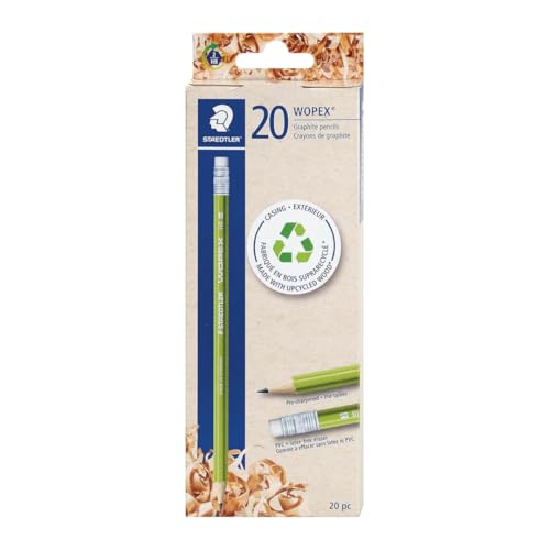 STAEDTLER WOPEX Pre-Sharpened #2 Pencils, Pack of 20 - Ergonomic Triangular Shape, Break-Resistant, Non-Slip Surface, Wood-Polymer, PVC-Free Eraser Tip - style: 20 Count