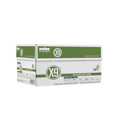 Boise Paper X-9 Multi-Use 3-Hole Punch Copy Paper – 10 Ream (5,000 Sheets) | 8.5" x 11" Letter | 92 Bright White - 20 lb. | OX-9001P-CTN - size: 10 Reams (5000 Sheets), style: 8.5 x 11, 3-Hole, 20 lb.