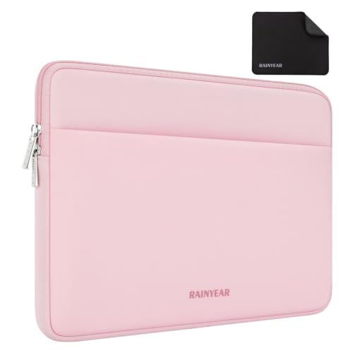 RAINYEAR Laptop Sleeve Case 13.3 Inch, Protective Portable Case with Front Pocket, Briefcase Handbag Laptop Bag Compatible with 13.3-14 Inch Laptop PC, 14 Inch MacBook Pro M5 M4 M3 M2 M1, Light Pink - color: Light Pink, size: 13.3-14 inch