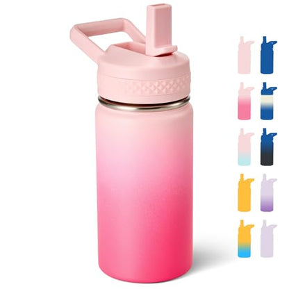 Fijinhom 12 oz Kids Water Bottle, Toddler Water Bottle with Straw, Boys&Girls Bottle for School, 304 Stainless Steel Vacuum Insulated Bottle for Kids, BPA-Free, Leak-Proof, Cherry Blossom - color: Cherry Blossom