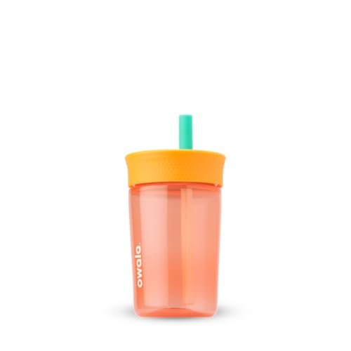 Owala Kids Insulation BPA-Free Plastic Tumbler with Spill Resistant Flexible Straw, Easy to Clean, Kids Water Bottle, Great for Travel, Dishwasher Safe, 15 Oz, Orange and Peach (Watermelon) - color: Watermelon, size: 15 Ounces