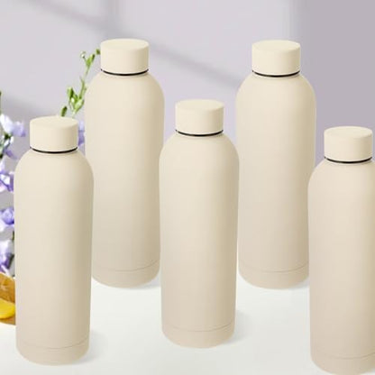 Bokon 10 Pcs Stainless Steel Water Bottle Bulk Teacher Employee Appreciation Gifts School Double Layer Vacuum 17 oz Small Mouth Sport Insulated Metal Reusable Flask Leakproof Lid - color: Beige
