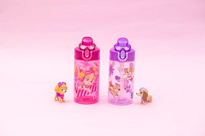 Zak Designs PAW Patrol Sage Kids Water Bottle For School or Travel, 16oz Durable Plastic Water Bottle With Straw, Handle, and Leak-Proof, Pop-Up Spout Cover, 2-Pack Set (Skye & Friends) - color: PAW Patrol (Skye & Friends)