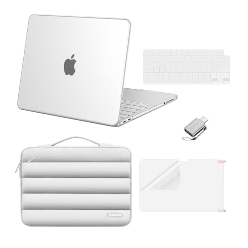 MOSISO Compatible with MacBook Neo Case 13 inch 2026 A3404 A18 Pro Chip | Scratch-Resistant Protective Hard Shell&Puffy Sleeve Bag&Keyboard Skin&Screen Film&Type C, Frosted Clear - color: Frosted Clear