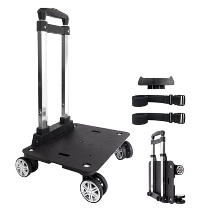 Backpack Trolley Wheeled Cart-Backpack Hand Truck with Luggage Strap,Aluminium Alloy Folding Trolley Cart for Bags Backpack Travel Luggage Cart - size: 4 Wheels with Standard Base
