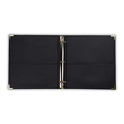Samsill Classic Collection Leather 3 Ring Binder, Executive Presentation Portfolio, 1.5 Inch (Holds 325 Sheets), Brass Round Ring, Black - color: Black, size: 1.5 Inch, style: Classic