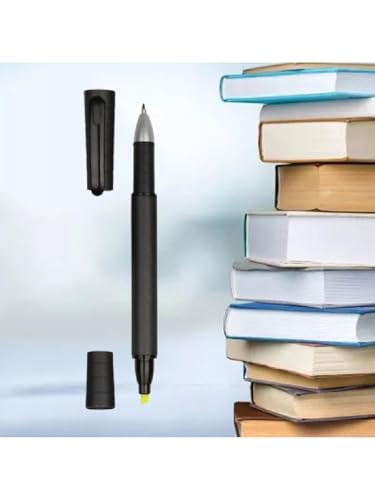 4 Pcs Dual Tip Highlighter and Gel Pen Set Yellow Marker Black Ink Pen for Journaling Note Taking Studying Office Supplies