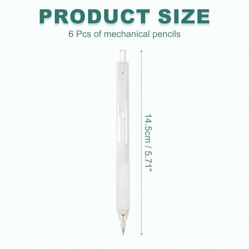 M&G 6Pcs Mechanical Pencil Set, 0.5mm Mechanical Lead Pencils for Drafting Sketching Art Class Writing Office Classroom, White
