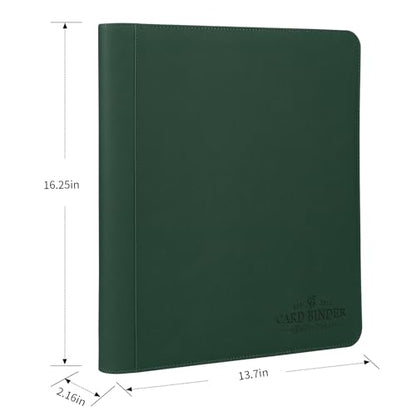 Toploader Binder,Toploader Hard Cases, 9-Pocket Pages Sleeves Hold up 288 Cards.Toploader Card Binder with Sleeves for “3×4” rigid，Card Holder(Blackish Green) - color: Blackish Green, size: 9 Pocket 288 Toploader