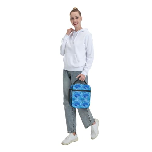 Blue Dolphin Waves Ocean Lunch Bag 10In | Insulated Lunch Box Reusable Tote Bag For Picnic Office For Women Men - color: Style 4