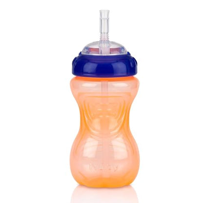 Nuby No-Spill Sippy Cup with Flex Straw - (3-Pack) 10-Ounce Bottles - Sippy Cups for Toddlers 12+ Months - Neutral Color Training Cups for Toddlers - color: Blue, Green & Yellow