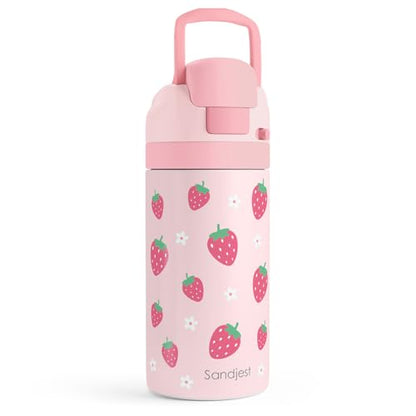 Strawberry Kids Insulated Stainless Steel Water Bottle 16 Oz, Travel Tumbler for School, Sports for Girls, Birthday, Back To School - color: Strawberry