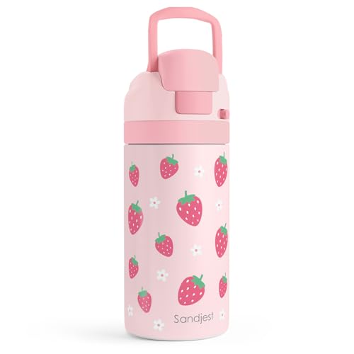 Strawberry Kids Insulated Stainless Steel Water Bottle 16 Oz, Travel Tumbler for School, Sports for Girls, Birthday, Back To School - color: Strawberry