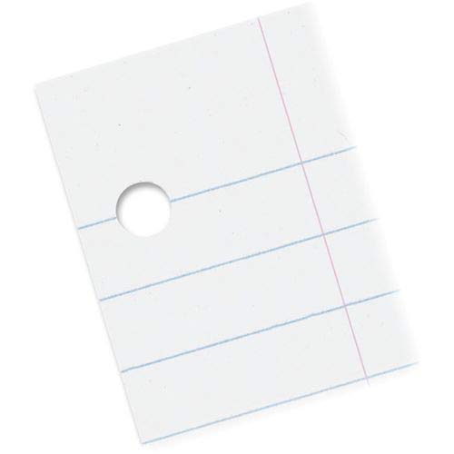 Pacon Composition Paper, 8.5" x 11", White, 3-Hole Punched, Red Margin, 3/8" Wide Ruled, 500 Sheets/Pack, 1 Pack - size: 8.5 x 11 Inch