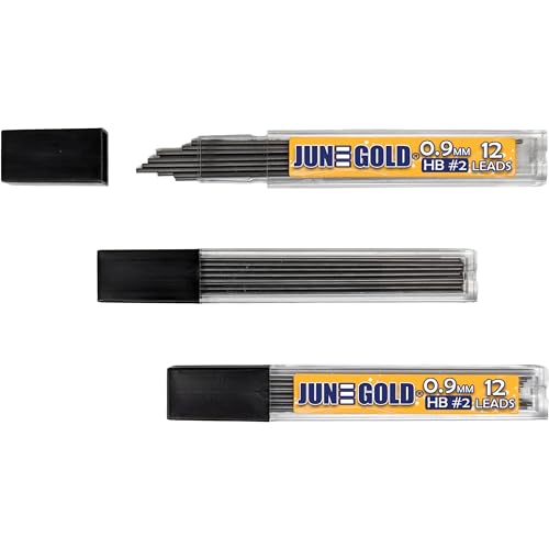 June Gold 864 Pieces, 0.9 mm HB #2 Lead Refills, 72 Dispensers, 12 Pieces Per Dispenser, Bold Thickness, Break Resistant Lead/Graphite - style: 0.9 mm