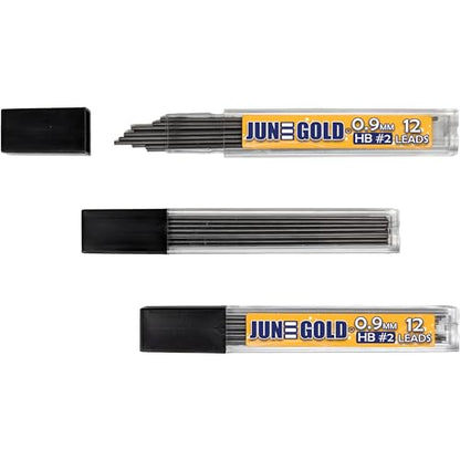 June Gold 864 Pieces, 0.9 mm HB #2 Lead Refills, 72 Dispensers, 12 Pieces Per Dispenser, Bold Thickness, Break Resistant Lead/Graphite - style: 0.9 mm