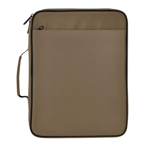 Light Brown Pattern 3 Ring Zipper Binder for Office School High Capacity Document Organizer 1.2 Inch Portfolio Case Holds 500 Sheets Binder Organizer for Adults Kids - color: Light Brown