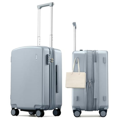 Hanke 20 Inch Expandable Carry On Luggage, 22x14x9 Airline Approved, TSA Lock Hard Shell Lightweight Suitcase for Men Women (Grey) - color: Grey, size: 20 Inch EXT