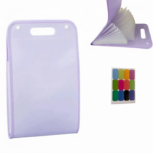 Vertical Accordion File Folder,13 Pockets Expanding File Organize with Labels,A4 Letter Size Paper Document Receipt Organizer Accordion Filing Folder for Classroom, Home,Office.(Purple) - color: Purple