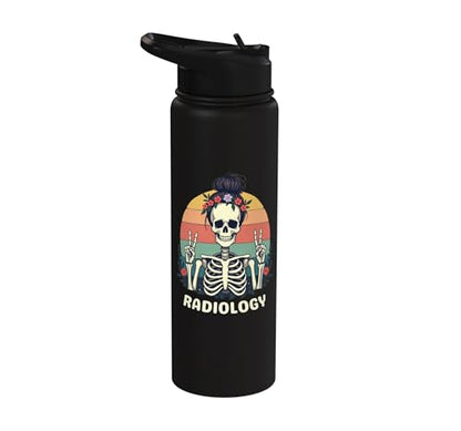 Funny Radiology Student Graduation Xray Technician Men Women Stainless Steel Insulated Water Bottle - color: Black