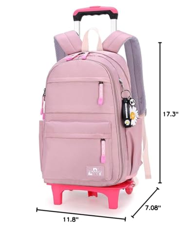 Rolling Backpack,Backpack with Wheels,Kids Roller Backpack for Girls Boys Travel Bag on Wheels Kids Trolley School Bag,Purple - color: A-purple Two Wheels, size: Two Wheels