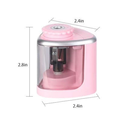 1PCS Pencil Sharpener Battery Operated, Quick Sharpening, Suitable for NO.2/Color Pencils(6-9 mm) Portable Electric Pencil Sharpener(Pink) - color: Pink