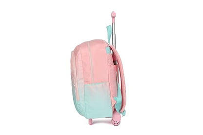 Wheels Kids Backpacks for Large Girls Rolling School Backpack with lunch box(DROPS BLUE) - color: Drops Blue